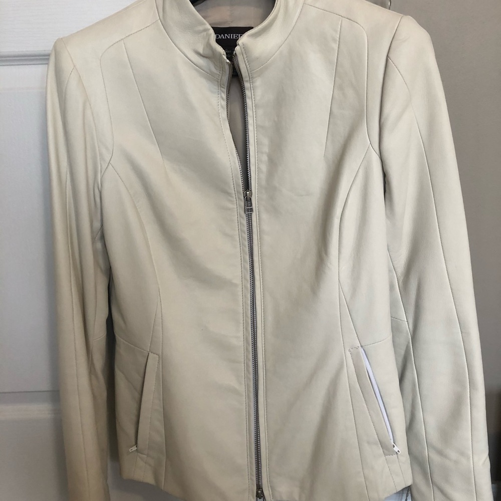 NWOT DANIER White Genuine Leather Jacket size XS